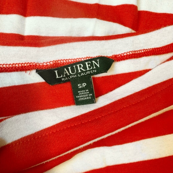 Lauren orange and white striped stretchy cotton top size S - Picture 3 of 3